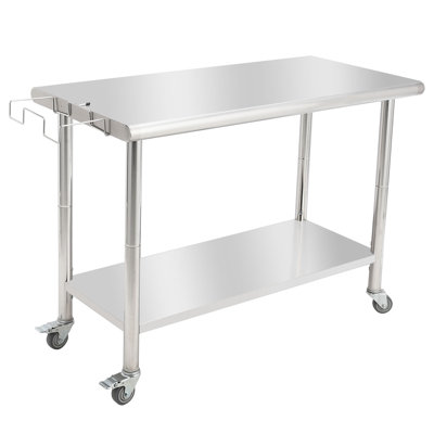 Table de travail en acier inoxydable, table de travail avec tablette réglable NSF