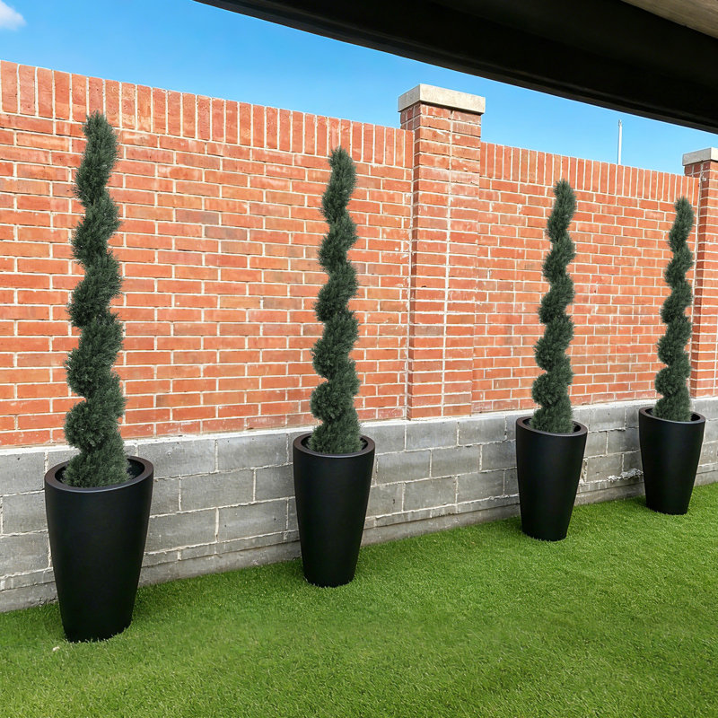 Primrue Artificial Potted Green Cedar Spiral Tree, 70.8" H x 12" W x 12" D
