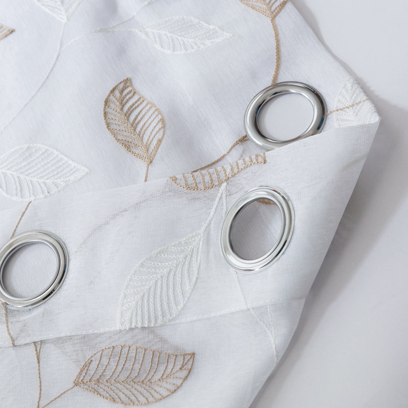 Panneau de rideau simple diaphane à motif floral avec œillets Greear, Beige, l 54 po x L 54 po