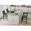 Tabouret de bar H 26 po entièrement assemblé, tabouret de bar rembourré en cuir Saddle avec siège rembourré, tabouret de bar à hauteur de comptoir avec repose-pieds à structure en métal pour îlot de cuisine, vert-2110897007-2110765623