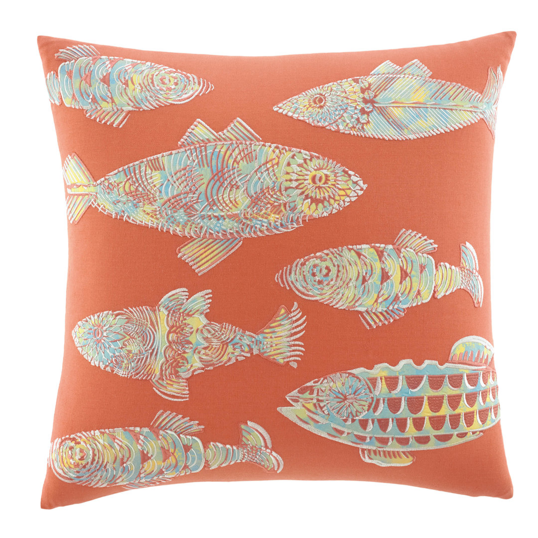 Tommy Bahama Batic Fish Orange Cotton Canvas Throw Pillow Tommy Bahama Home