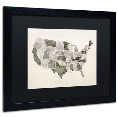 « united states aquarelle map » par michael tompsett, impression encadrée