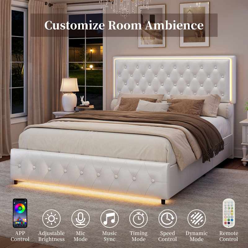 Bed, King(5'), White, PU