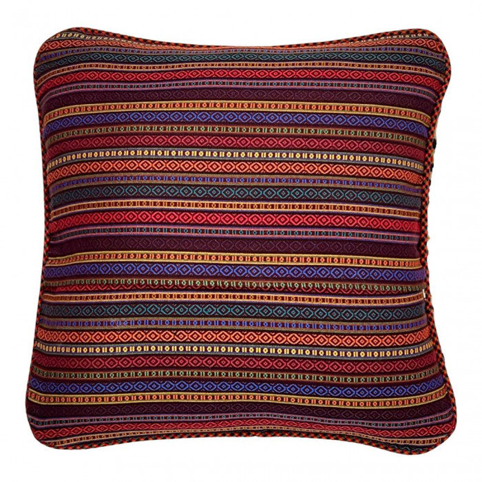Wool Square Pillow Cover & Insert, Navy Blue/Beige Floral