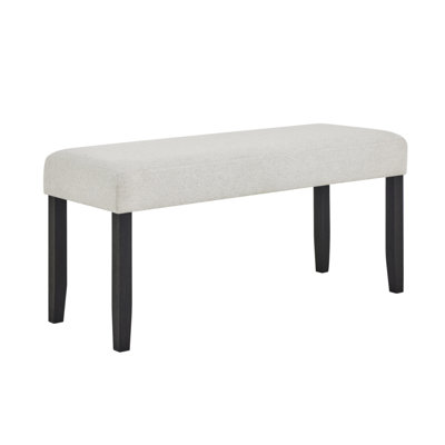 1Pc Contemporary Upholstered Dining Bench Light Gray Finish Dining Room Living Room Wooden Furniture Black Finish
