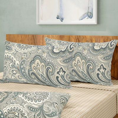 Housses de coussin lombaire en lin et coton à motif cachemire, 51 x 102 cm (20 x 40 po), lot de 2
