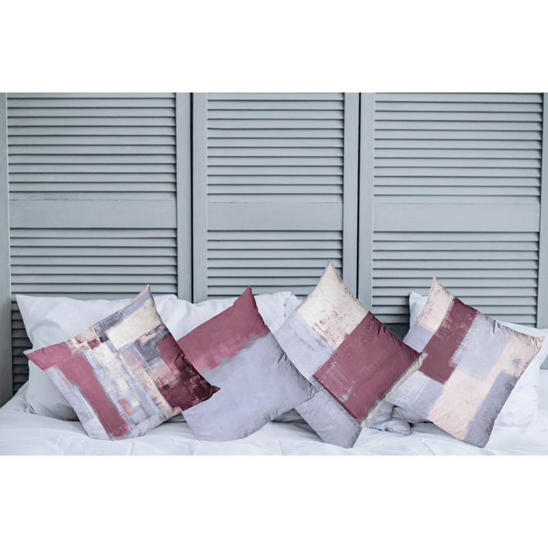Reversible Pillow Cover, 24" H x 24" W, Pale Maroon / Ceil Blue