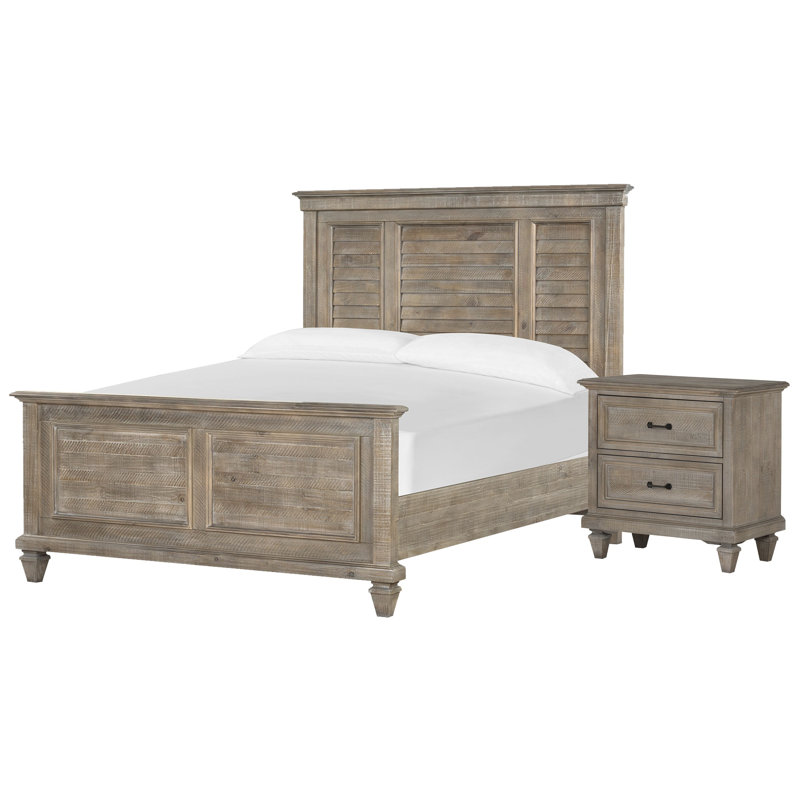 Geisler King Shutter Panel Bed With Nighstand, 2 Pcs: Bed, Nightstand, King