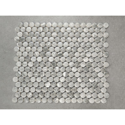 Ash Ceramic Penny Round Mosaic Tile