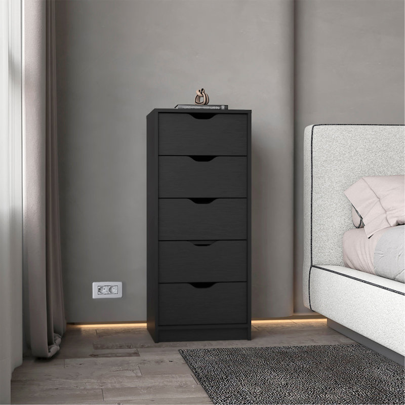 Commode 5 tiroirs Logan, Noir