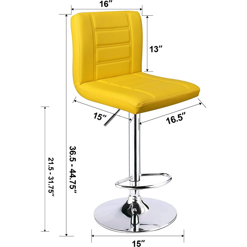 Adjustable Swivel 31.75" Bar Stool, Yellow