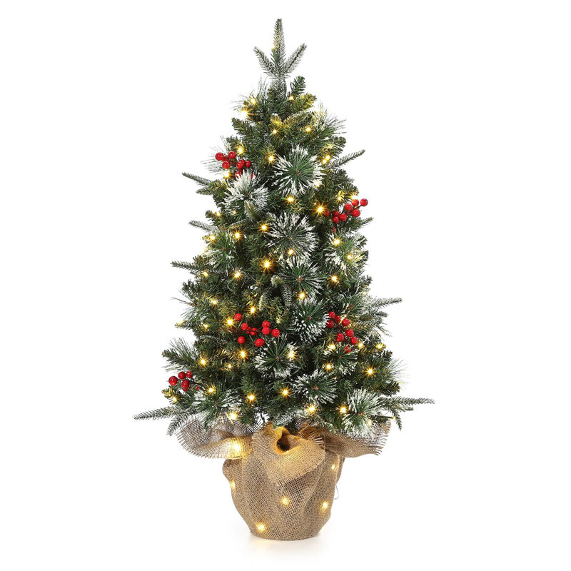 Arbre de Noël artificiel de table 3 pi avec 78 lumières DEL préinstallées