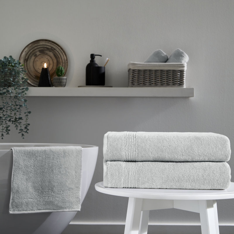 Ozdilek 2-Piece Bath Towels, 27x54 100% Turkish Cotton, Luxury Quick Dry, Extra Large, Fade-Resistant, Eco-Friendly, Spa Towel, Comfortable (Grey)