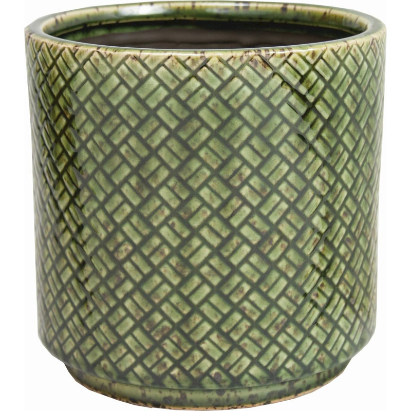 Pot à fleurs en céramique émaillée Botmund, Vert