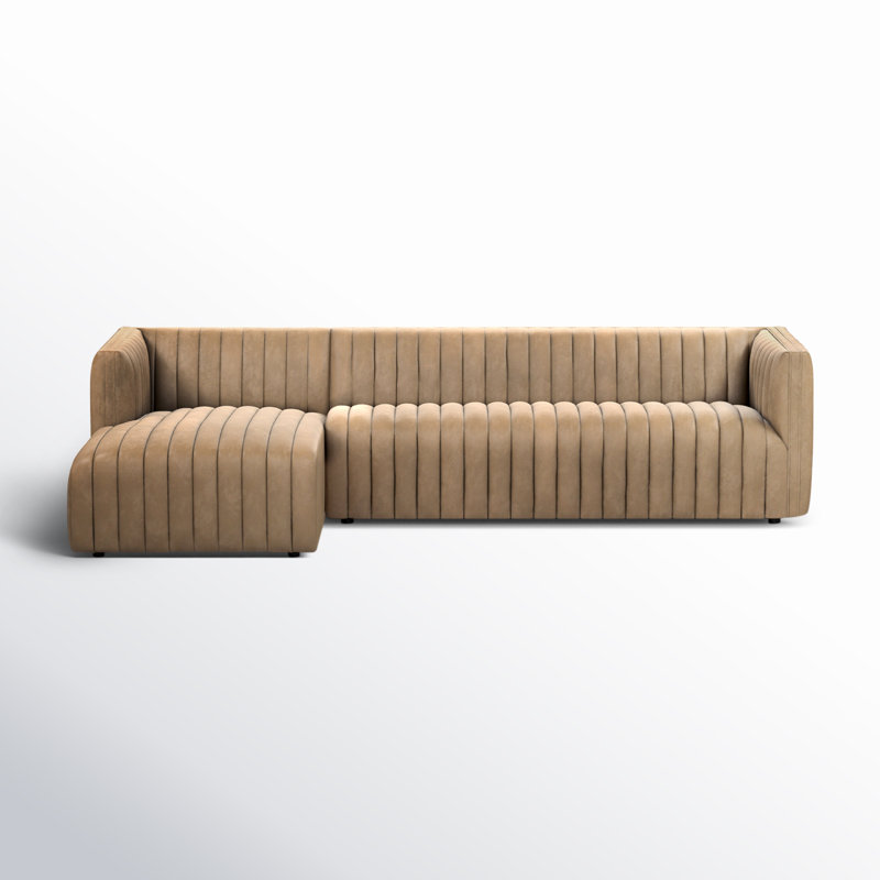 Brandt Upholstered L-Shaped Sectional, Palermo Drift Genuine Leather, Left Hand Facing, 26.5" H x 105" W x 64" D