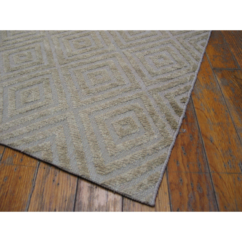 Laine bleu / gris noué à la main de conception unique 6 pi x 9 pi