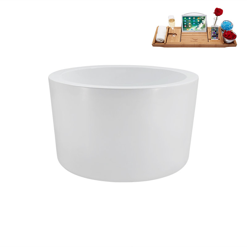 1043.9mm x 1043.9mm Freestanding Soaking Acrylic Bathtub, Brushed Gold