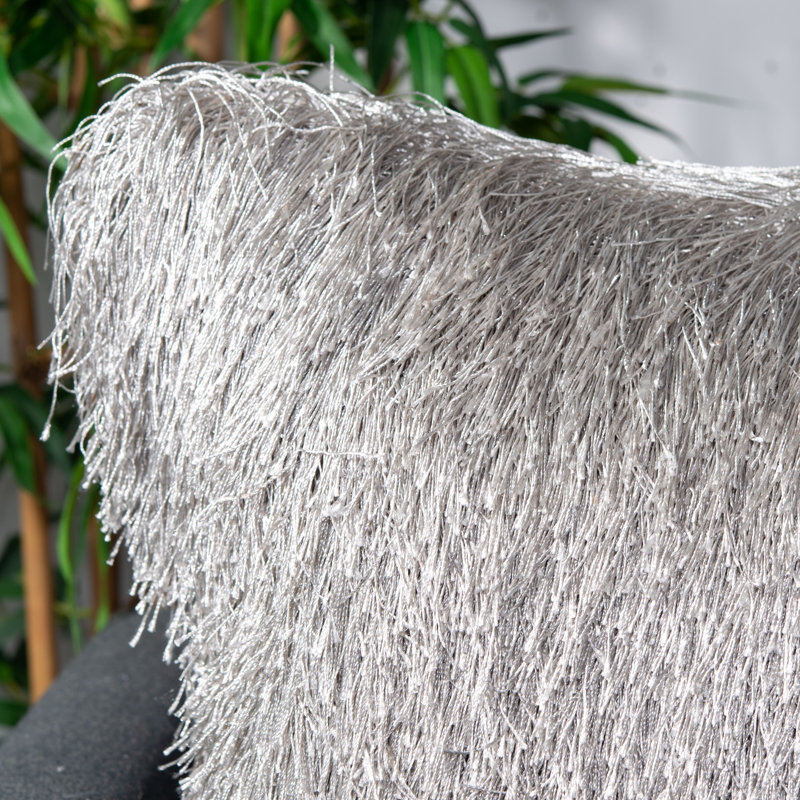  Shag Throw Pillow, Silver