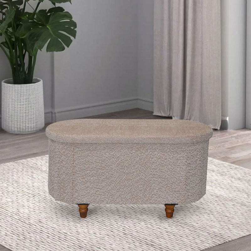 Banc de repose-pieds avec rangement 30 "Boucle, Boucle en polyester brun clair