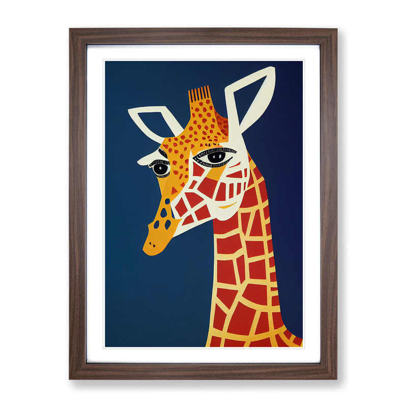 Giraffe Art No.4 - Wrapped Canvas Print, 34cm H x 25cm W x 2cm D, Walnut