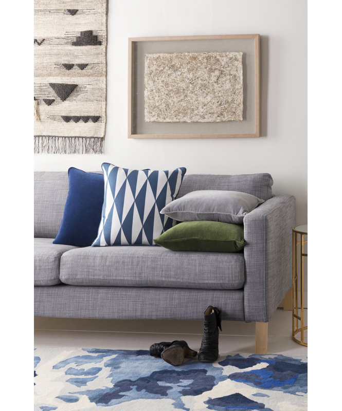Inga Geometric Cotton Throw Pillow, Blue/ White, Down/Feather