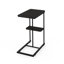 Table d'appoint 18,9 pouces en forme de C brun noir, table d'appoint robuste en métal renforcé avec plateau de bureau haute densité, table de bout portable polyvalente pour canapé, chambre à coucher, salon et bureau