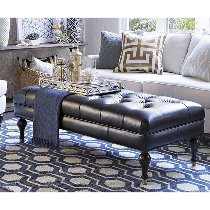 Banc rembourré noir, H 16,54 po x l 39,37 po x P 17,72 po