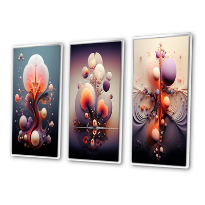 Multiverse Abstract Geometric Metamorphosis VII - Abstract Shapes Art Set Of 3 Pieces