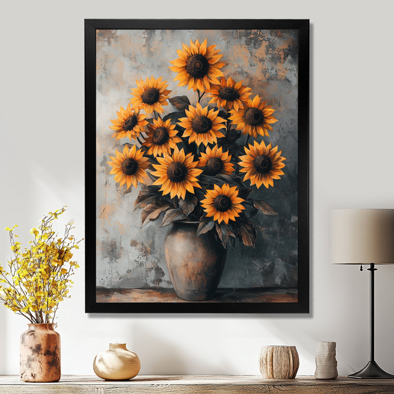 Divany - art mural floral, Noir, H 20 po x l 12 po, Reproduction encadrée d'une seule photo