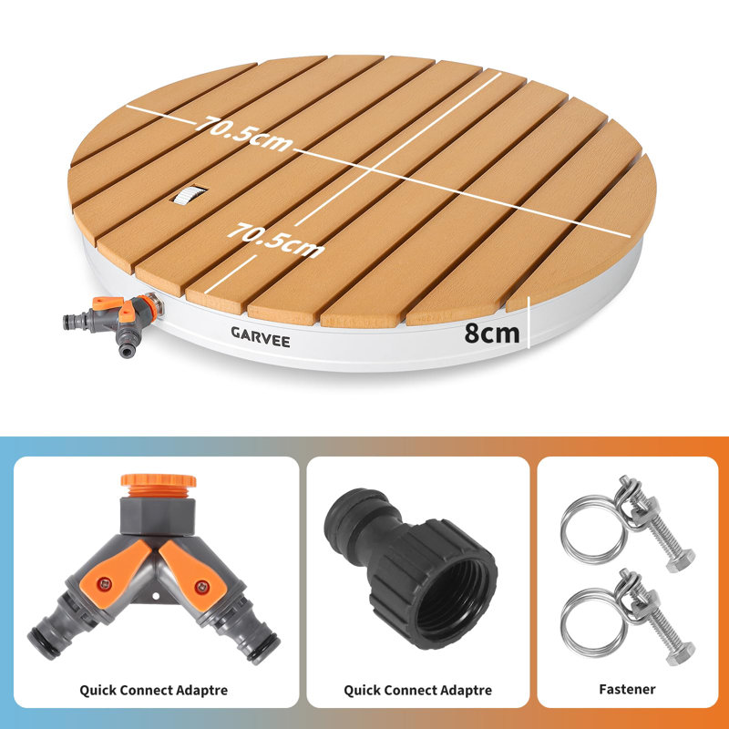 Portable WPC Outdoor Shower Kit – Adjustable 4.5M Fountain, Weatherproof Foot Pedal, Eco-Friendly, Easy Install, Durable for Garden, Pool, Sauna, Patio – Natural Wood Color