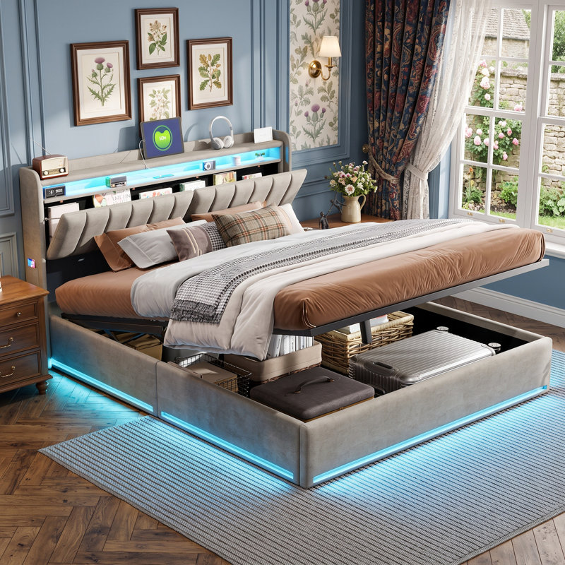 Ottoman Bed, 150*200cm, Grey