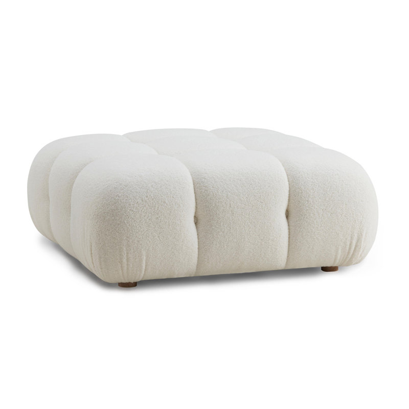 Repose-pieds cocktail carré touffeté de 39,4 po de largeur Cicerone, Crème, crème