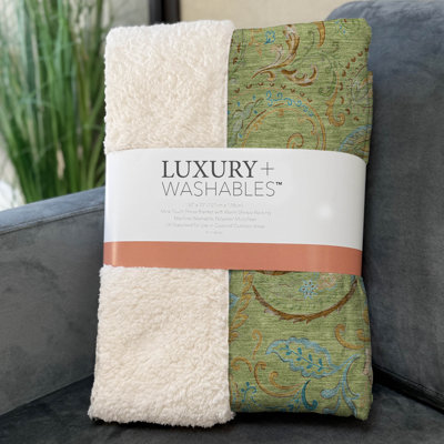 Addison Machine Washable Sherpa Paisley Throw Blanket