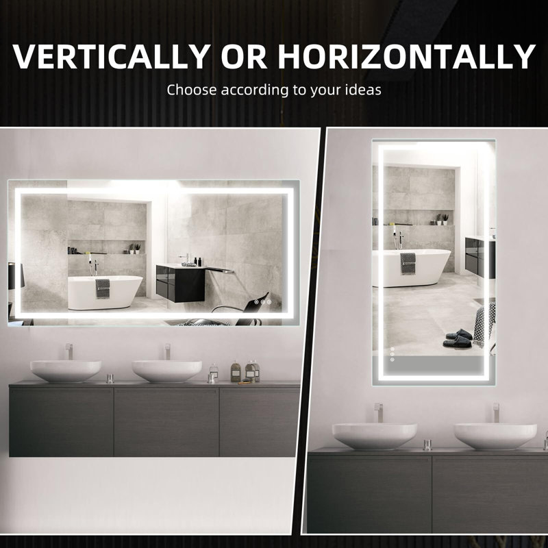 Miroir de salle de bain avec éclairage à DEL, 60 po x 30 po