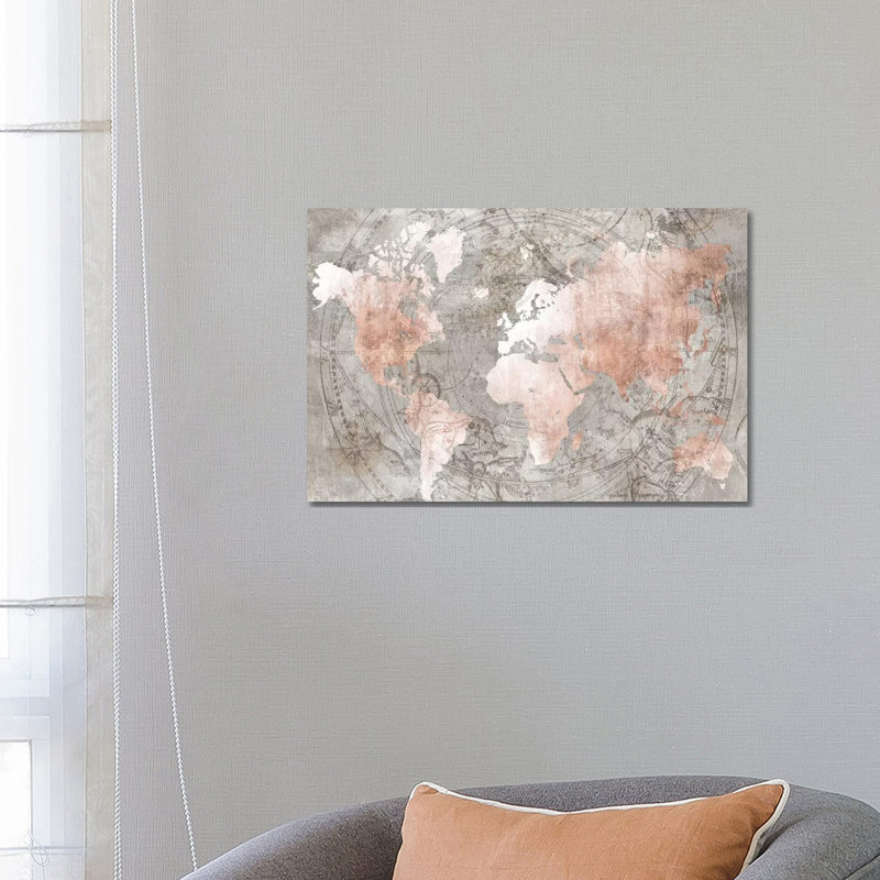 Celestial World Map by Isabelle Z - Print on Canvas, 66.04 cm H x 45.72 cm W x 3.175 cm D, No Frame