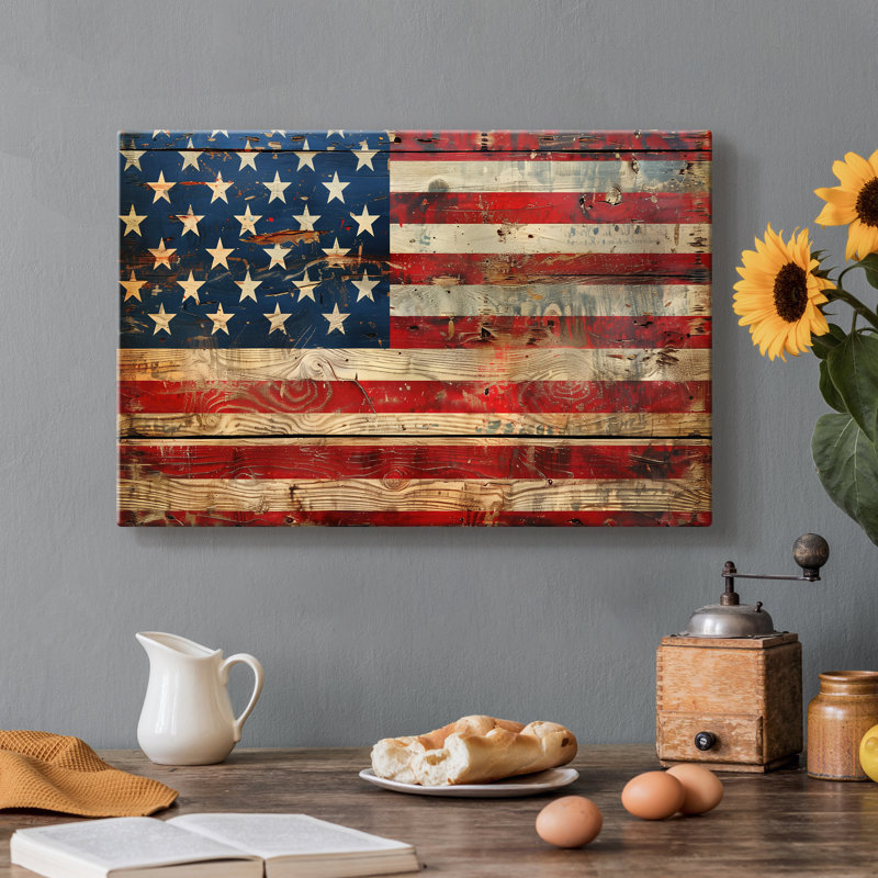 Toile tendue Barnwood Old Glory-Gallery - prête à être accrochée, 12X18