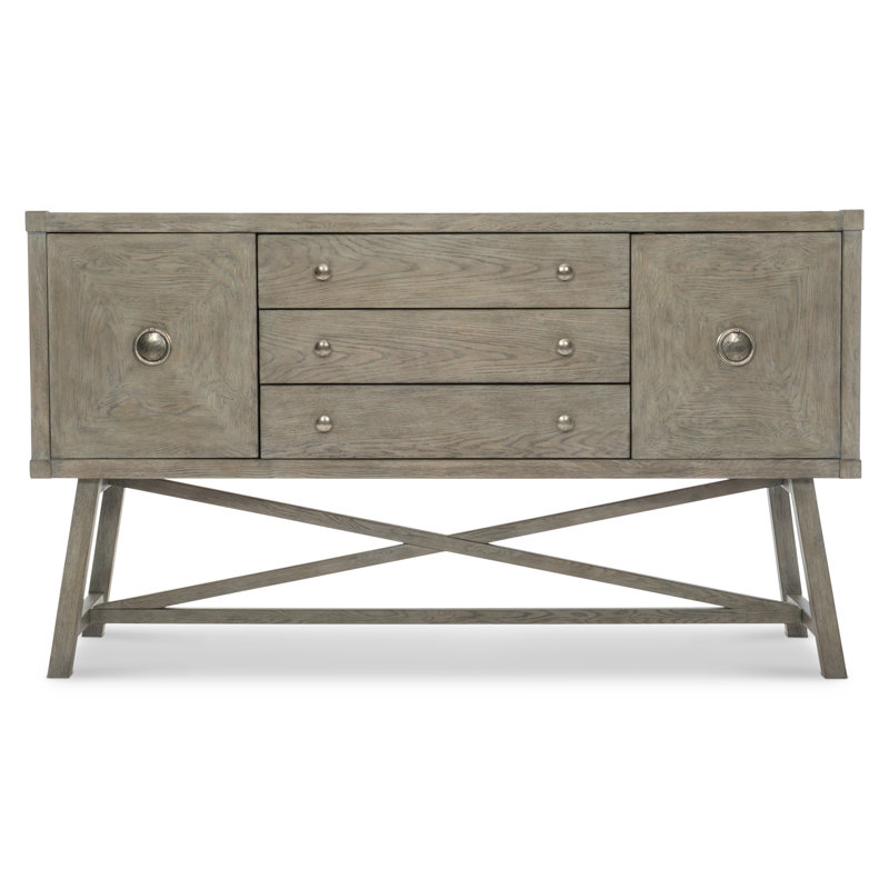 Albion Transitional 64'' Gray Knotty Oak Sideboard with X-Stretcher Base