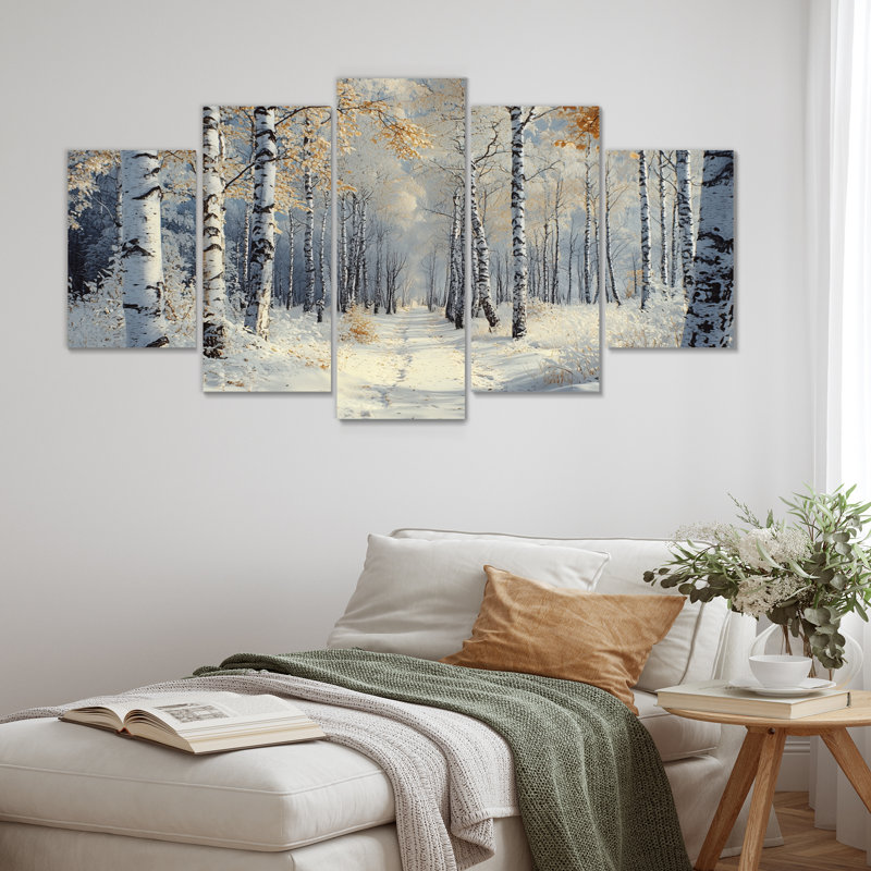 «White Morning In Forest Panorama II», ensemble d'art mural paysage d'hiver
