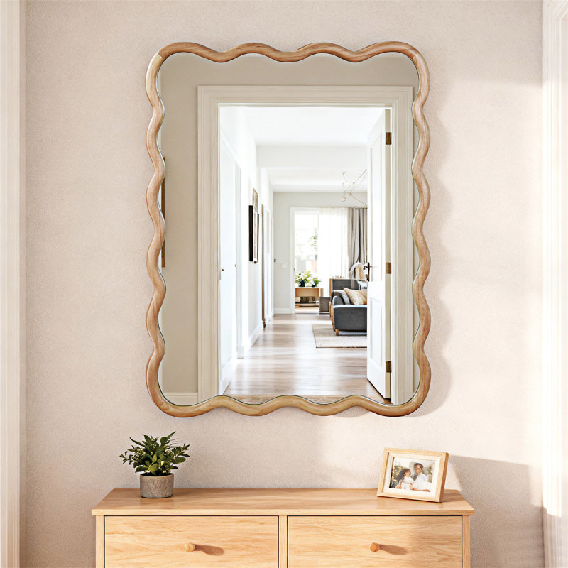Miroir décoratif rectangulaire, 40,01 po x 30,01 po, Bois naturel