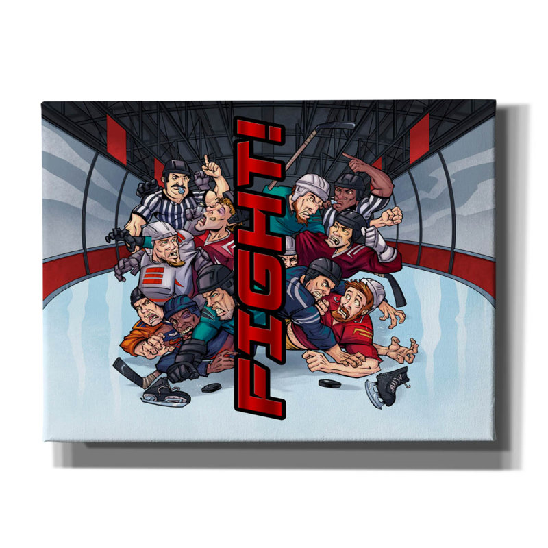 «Lurello Hockey Fight» sur toile de fond, H 12 po x l 16 po x P 0,75 po