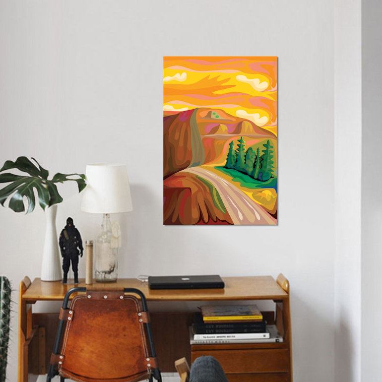 « mountain road », reproduction d’impression sur toile, H 26 po x l 18 po x P 1,5 po, Toile tendue, Pas de tapis