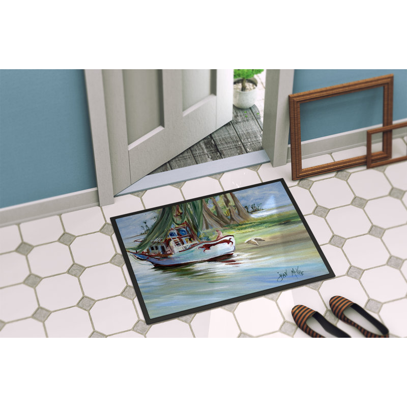 Tapis de porte d’intérieur anti-dérapant pour bateau gris jeannie, Rectangle 2 pi x 3 pi