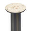 Table carrée en bois fritté blanc de 85 cm avec pieds en bois noirs et base en métal doré, plateau en bois-805648958