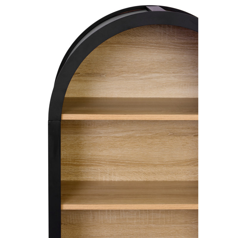4-Tier Black Arched Bookshelf, 43" Tall Arched Bookcase With Storage Shelves