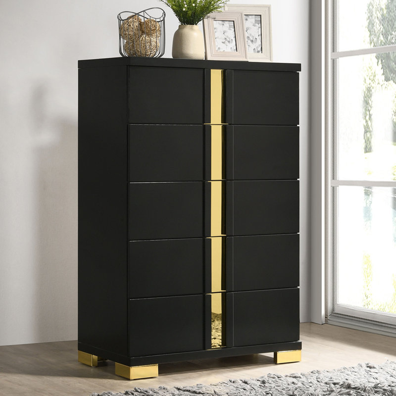 Finition noire et dorée Commode de style contemporain en métal 1pc Pieds de support en métal de conception moderne