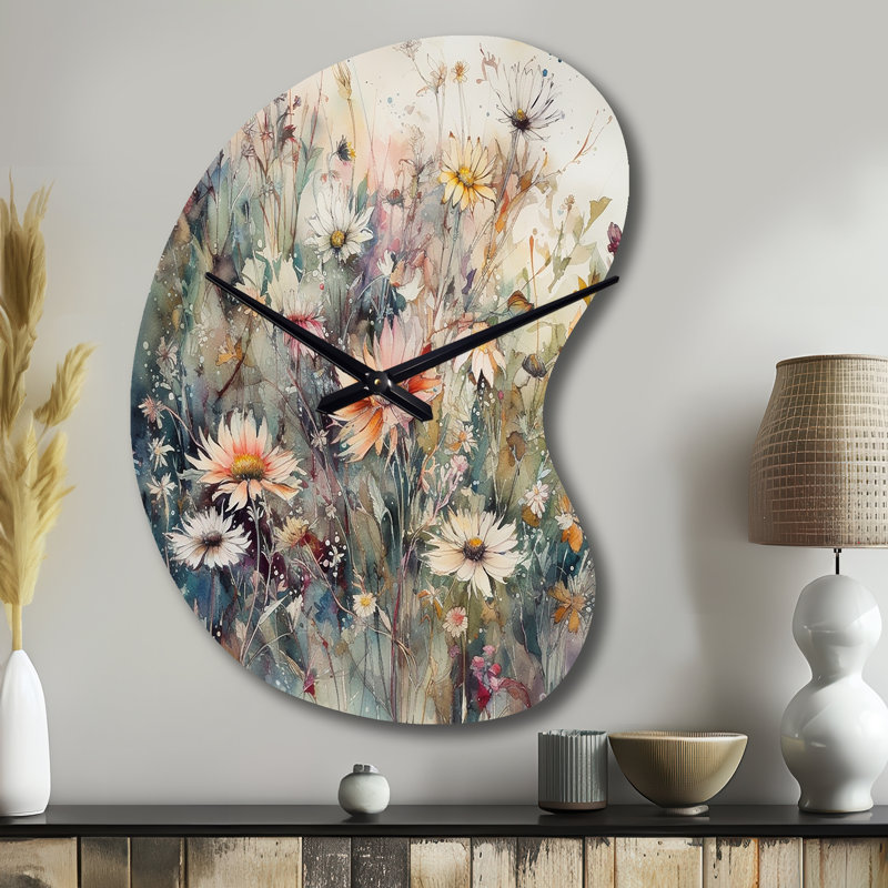 Horloge murale 3D en forme de marguerite orange et vert, Petit