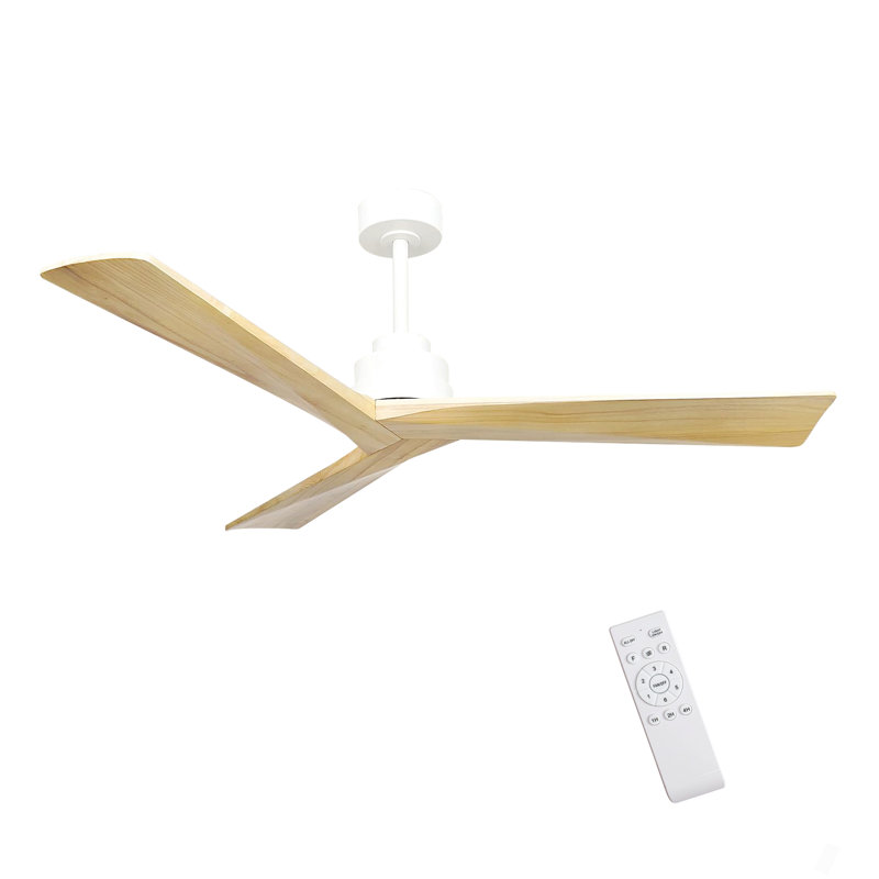 52" Wood Ceiling Fan No Light, 3 Reversible Blades, With 6 Speeds Reversible Dc Motor,Low Profile Ceiling Fan With No Light For Living Room Kitchen Bedroom