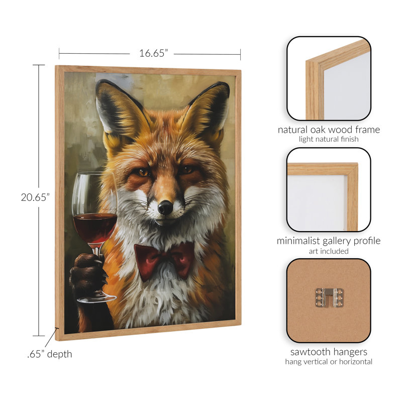 Mignon vin de renard, art mural, Encadrement brun clair, H 16,65 po x l 20,65 po