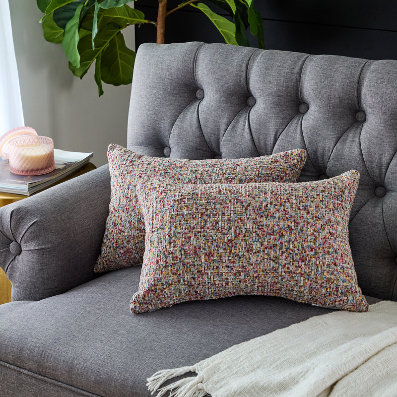  Coussin décoratif rayé intérieur / extérieur en polyester, H 18 po x l 18 po, Avery Summer