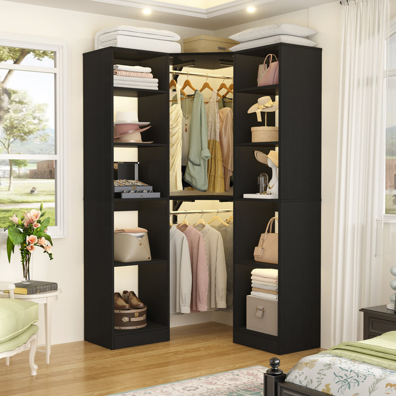 Système d'organisation 39 po x 39 po avec 12 tablettes et 2 tringles de suspension, Noir